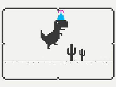 Play Chrome Dinosaur Game Birthday Edition - elgooG